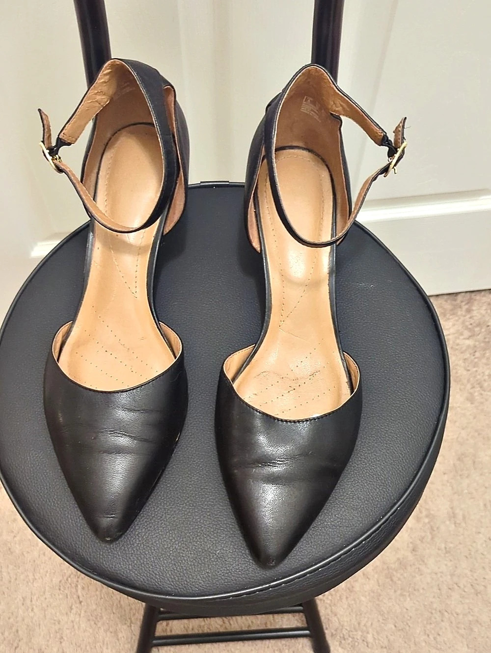 Clarks Black Pointed-Toe Slingback Heels